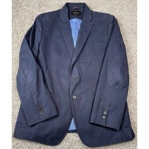 Banana Republic Tailored Fit Mens Cotton Blazer Jacket‎ Elbow Patches Navy 44R